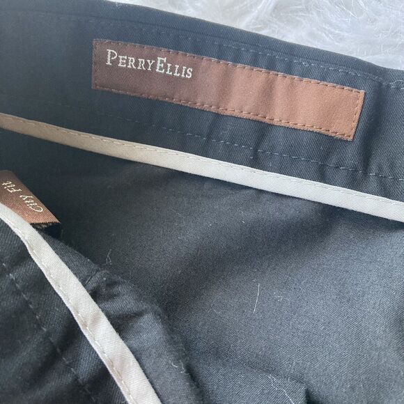 Perry Ellis City Fit Dress Pants Sz 38/30 Poly Rayon Straight Black Career Work - Picture 4 of 11